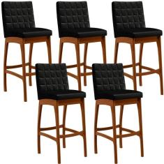 Kit 05 Banquetas Altas Mila Facto Preto