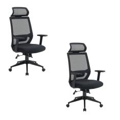 Kit 2 Cadeiras para Escritório Genebra Presidente com Nr17 Preto