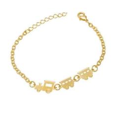 Pulseira Infantil Trenzinho Banhada A Ouro - Jhulias Joias E Semi Joia