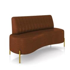 Sofá 2 Lugares Living 160cm Pé Ferro Dourado Maraú Sint Pu Marrom K01 - D\`rossi
