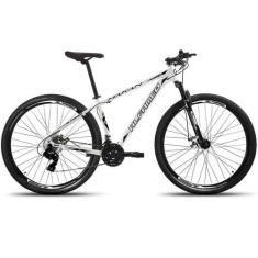 Bicicleta Aro 29 Alfameq Makan 24 Marchas Freio a Disco, Branco, Preto