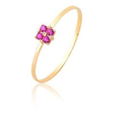Anel Delicado Pedras Vermelhas Em Ouro Puro 18k As503 - MAEHLER JOIAS,