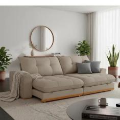 Sofá Argo Veludo 210 cm B25cm Meu Sofá Online, B002 VELUDO CAPUCCINO