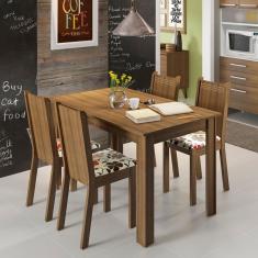 Conjunto Sala de Jantar Rosie Madesa Mesa Tampo de Madeira com 4 Cadeiras