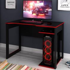 Mesa Gamer 1 Prateleira Preto/vermelho Me4161 - Tecno Mobili