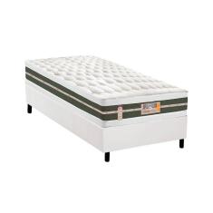 Cama Box Solteiro: Colchão Molas Bonnel Castor Silver Star Air + Base CRC Courano White(88x188)