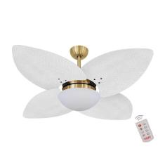 Ventilador De Teto Dourado 4 Pás Palmae Branco 127V