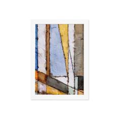 Quadro Abstrato Geométrico Colorido Moldura Branca 22x32cm - Quartinho