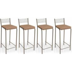 Kit 4 Banquetas Sala Jantar Gênova B705 4 Un Niquel - Courano Capuccino - Kappesberg