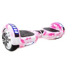 Hoverboard Skate Elétrico 6.5" com Bolsa Led Bluetooth Rosa Camuflado Brinovar