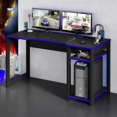 Mesa Gamer 2 Prateleiras ME4152 Tecnomobili, Pretoazul