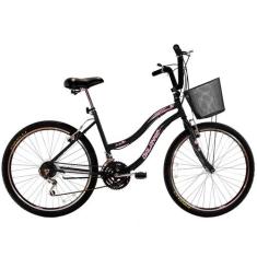 Bicicleta Passeio Feminina Aro 26 Com Cestinha 18 Marchas - Dalannio B
