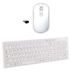 Teclado Mouse Wireless Branco Para Notebook Positivo