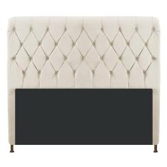 Cabeceira Estofada Cristal 195 cm King Size Com Capitonê Corano Bege -