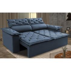 Sofá 3 Lugares Retrátil e Reclinável Cama inBox Compact 1,80m Velusoft Azul