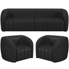 Kit Sofá 5 Lugares Para Sala 332cm com 02 Poltrona Lazio M03 Corano Pr