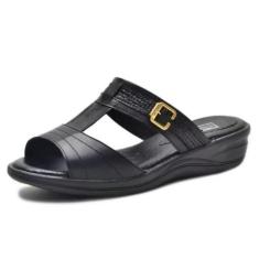 Sandália Pierrô Conforto ortopédica aberta com detalhe couro legítimo 