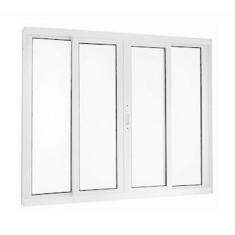 Janela 100x200 4 Folhas Vidro -Alumínio Branco - Linha 25 Suprema. 