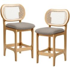 Kit 2 Banquetas Baixa Bar Cozinha Sala de Jantar Betta L02 Mel Tela Li