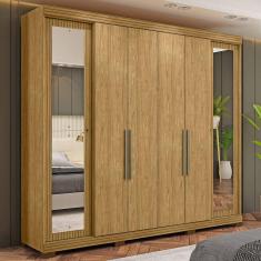 Guarda-Roupa Casal Bogotá 6 Portas com Espelho Marrocos/Marrocos Ripado - Mx Móveis