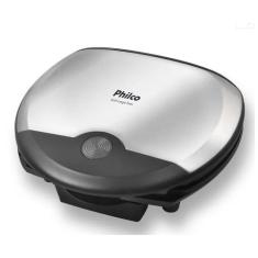 Grill Philco Large Inox Antiaderente Placas Onduladas 110V, Preto e Pr