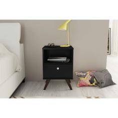 Mesa De Cabeceira 1 Gaveta Rt 3019 Movelbento Preto Acetinado