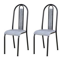 Kit 2 Cadeiras 058 América Cromo/Preto Grafiato - Artefamol