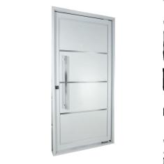 Porta de Aço Pivotante Social 217x105cm com Friso Ideal Crv Esquadrias Branco