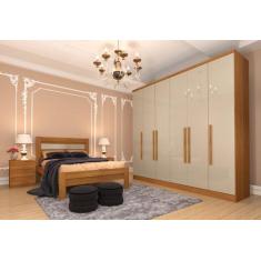 Guarda roupa casal grande 6 portas 2,39m - Veneza-Cinamomo/Off White -