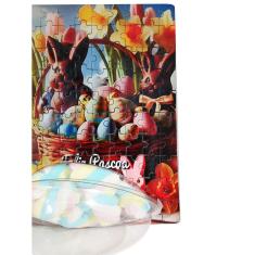 Presente Páscoa Marshmallow Colorido + Quebra-Cabeça Feliz