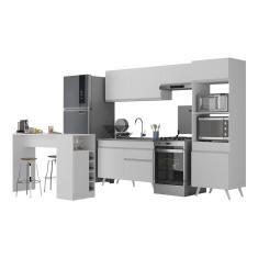 Armário De Cozinha Com Bancada-mesa Gourmet Veneza Multimóveis Mp2174 Branco Branco