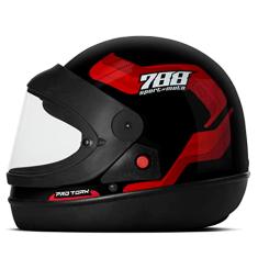 CAPACETE FECHADO PRO TORK SPORT MOTO 788 PRETO - VERMELHO TAM. 60