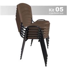 kit 5 Cadeiras Iso Plástica Fixa Cadeira Empilhavel Para Escritório Es