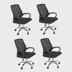 Kit 4 Cadeiras de Escritório Diretor Tela Mesh Cádis