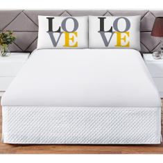 Jogo Cama Lençol Shine Casal Microfibra 180 Fios 3 Peças - Love Branco