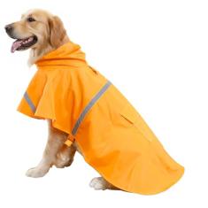 HAPEE Casaco de chuva para cães grandes com capuz de tira refletiva, jaqueta poncho de chuva para cães