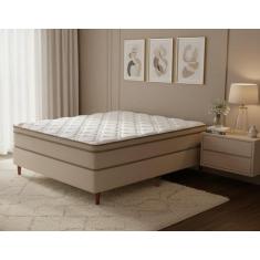 Cama Box + Colchão Castor Casal Innovation One Face Tecnopedic 138x188
