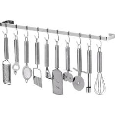 Porta Utensílios E Talheres De Parede 80cm 15 Ganchos - MetalCromo