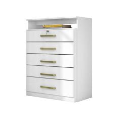 Cômoda P/ Roupas Quarto Casal/Solteiro 5 Gavetas 1 C/ Chave Triunfo