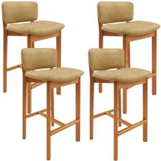 Kit 04 Banquetas Alta Para Cozinha Sala De Jantar Bar Dara L02 Couríssimo Fendi - Lyam Decor