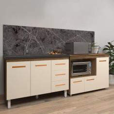 Armário Cozinha Balcão Gabinete de Pia 120 cm Bruna e Balcão Lilian pa