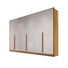 Guarda Roupa Casal Ibiza 6 Portas de Bater 9 Gavetas MDF nature-off Bianchi Móveis