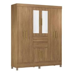 Guarda Roupa Casal Munique 8 Portas 2 Gavetas MDP com Espelho Amêndola Touch Demóbile