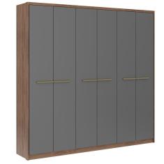 Guarda Roupa Casal 6 Portas Freijó-Titânio 3 Gavetas Belmont 1154 MDP Carraro