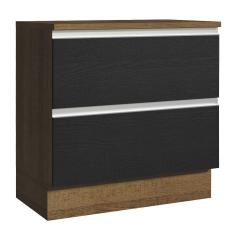 Balcão 80 cm 2 Gavetas Rustic/Preto Glamy Madesa