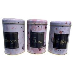 Jogo De Latas De Metal Para Mantimento 03 Peças