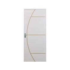 Kit Porta de Madeira Decorada 212x65cm com Batente de Aluminio 3,6cm Gáucha MGM Branco