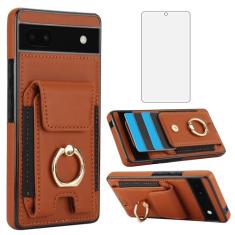 Asuwish Capa de telefone para Google Pixel 6A 5G 2022 com protetor de tela de vidro temperado capa carteira e suporte de anel fino suporte para cartão slot de crédito acessórios para celular Pixel6A