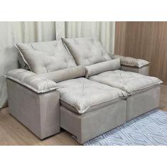 Sofá Retrátil e Reclinável 2,00m em Tecido Veludão C/ Pillow nos Braço