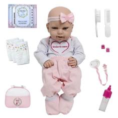 Boneca Bebê Reborn Lara 100% Vinil + Bolsa Vários Acessórios - Cegonha